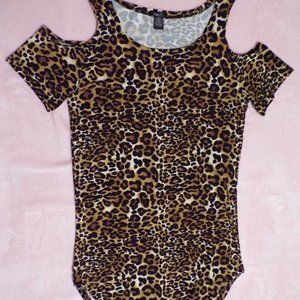 CHEETAH PRINT, COLD SHOULDER TUNIC/SHORT DRESS